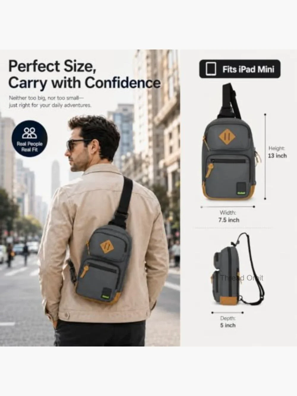 Waterproof Lightweight Sling Crossbody Bag with Multi-Pockets